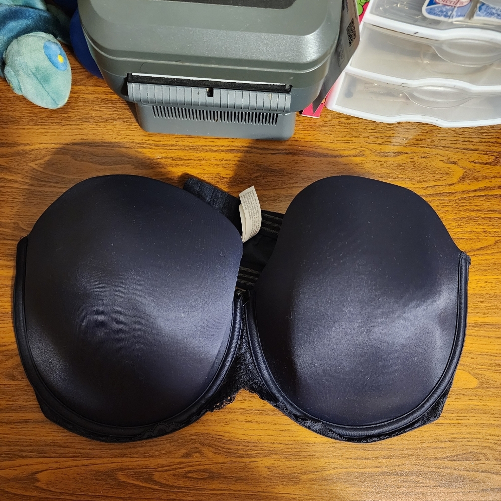 Auden Black Strapless Bra with Gold Accents